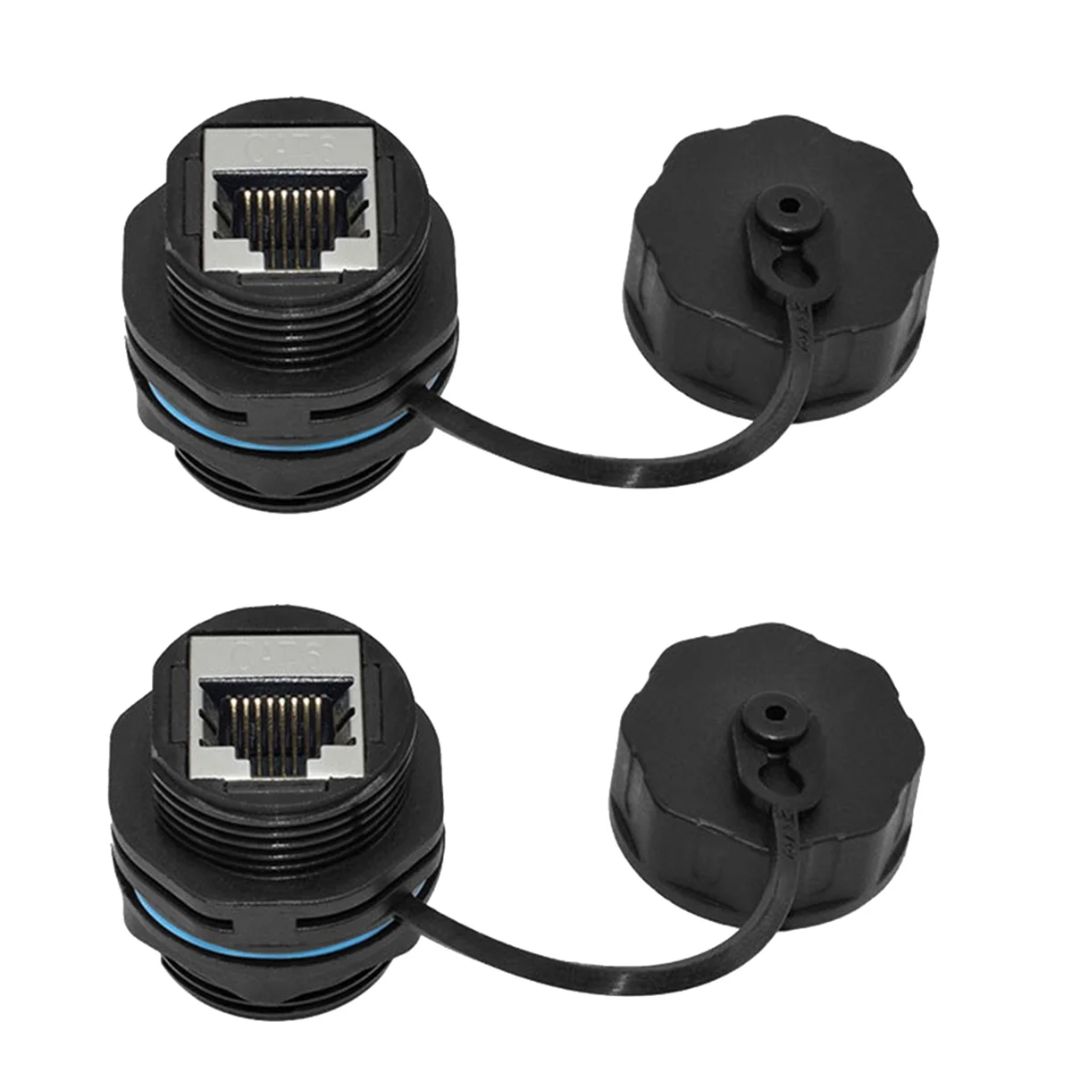 2PCS RJ45 แผง Mount Coupler, IP68 ป้องกันอุตสาหกรรมแผง Mount Ethernet LAN ผ่านสําหรับ CAT6/CAT5E/CAT5