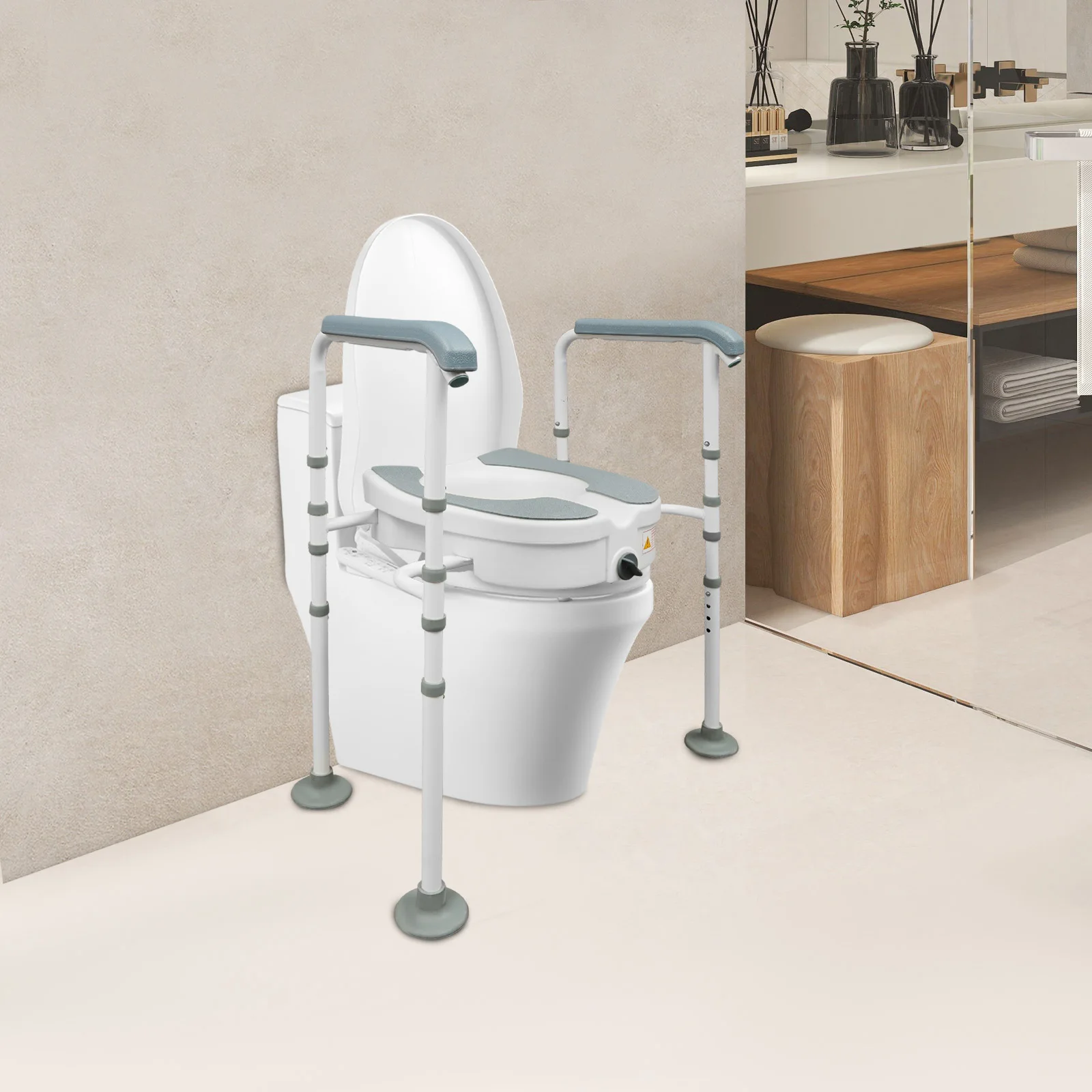 

Toilet Seat Risers for Seniors, Adjustable Raised Toilet Seat with Armrests, Elevated Toilet Seat