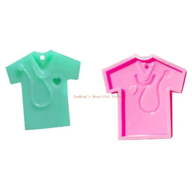 

N0HE 3 Pcs Nurse Shirt Love Heart Stethoscope Silicone Molds Keychain Pendants Mould