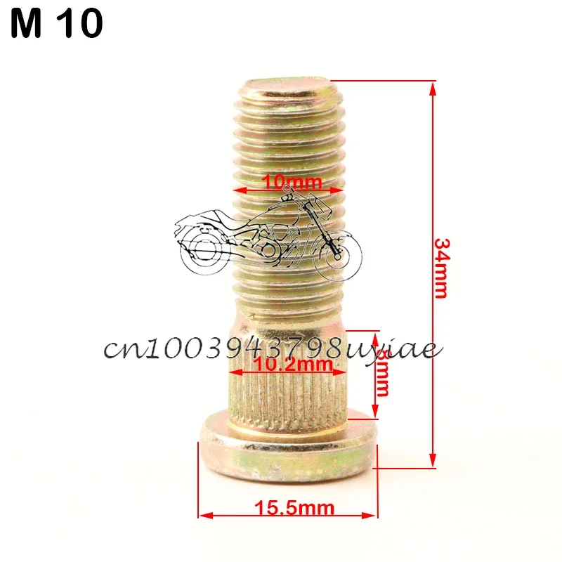 4Pcs Gold M10 Platen Screws Tooth Knurled Rivet Crimp RivetsSpline Screw Wheel Hub Stud For ATV UTV Kart Quad Bike Parts