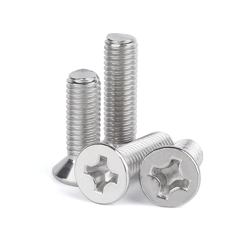 10/50 M2M2.5 M3 M3.5 M4 M5 M6 M8 A2-70 304 Stainless steel GB819 Cross Phillips Flat Countersunk Head Screw Bolts Length 3-100mm