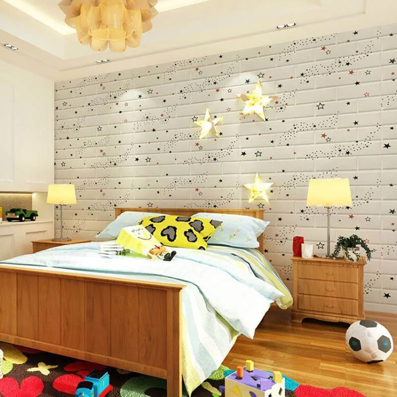 10Pcs 70cmx38cm 3D Wall Sticker Imitation Brick Bedroom Home Decor Waterproof Self Adhesive Wallpaper Living Room TV Background