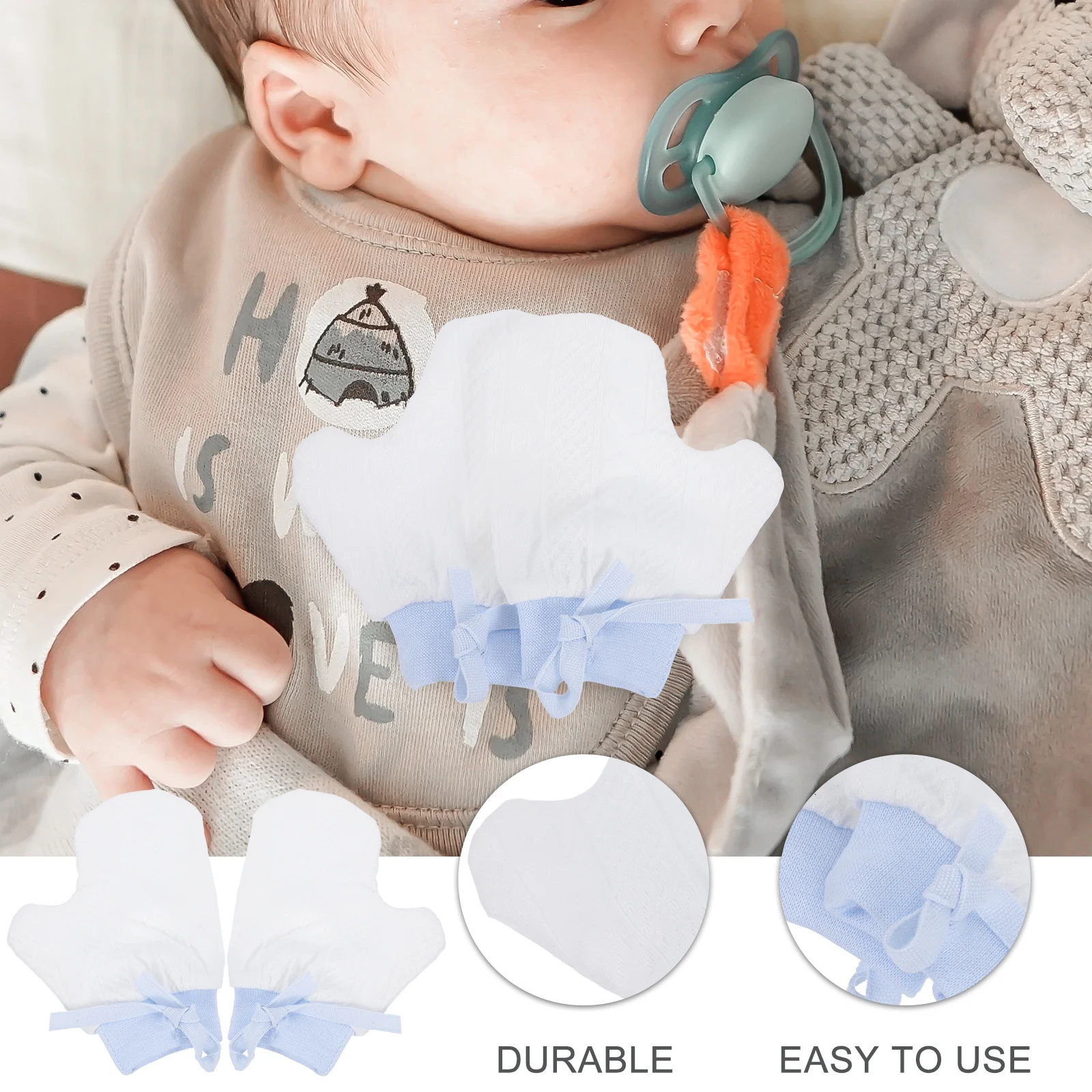 

1Pair Anti-Sucking Baby Mittens Newborn Gloves Breathable Stop Finger Sucking Scratch Protection Adjustable Size