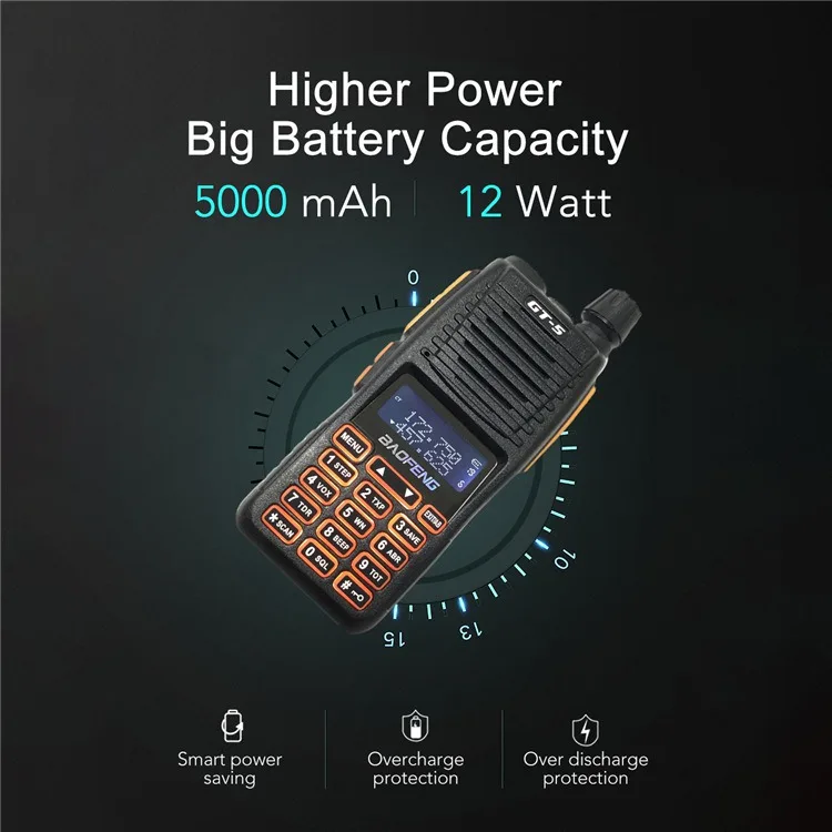 Walkie-talkie de alta potencia, Radio portátil de mano inalámbrica, compatible con la UE, para uso civil, con Capabil de largo alcance, GT-5