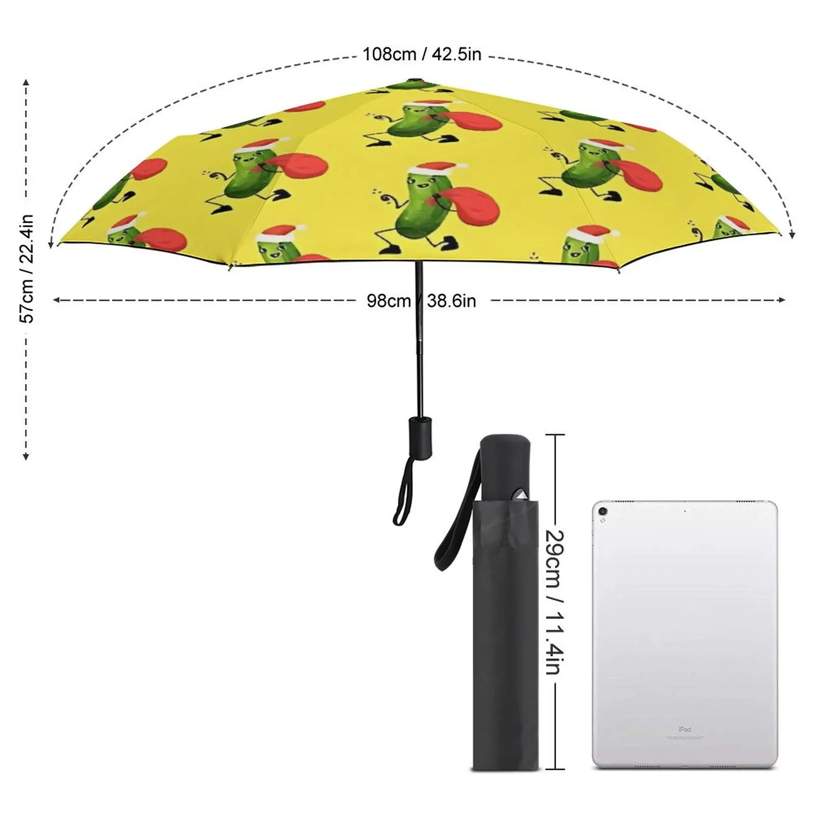 Christmas Pickle Yellow Umbrella  Creative Waterproof Umbrella Auto Design Portable Backpack Umbrella