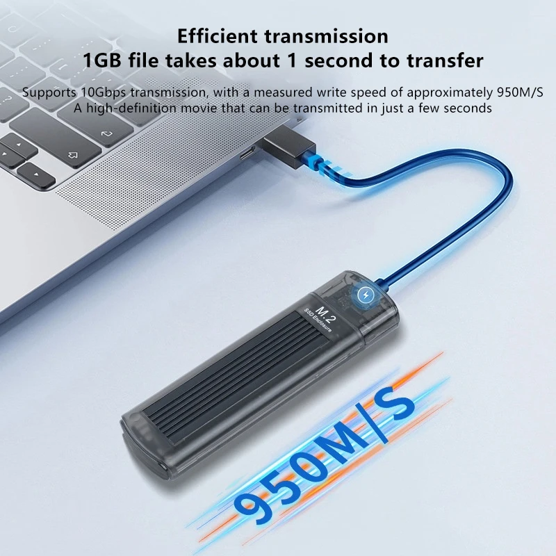 

M.2 NVME PCIe 3.1 Внешний жесткий диск 10 Гбит/с Type-C Бесплатный корпус SSD Прозрачный внешний корпус Поддержка клавиш M и B&M