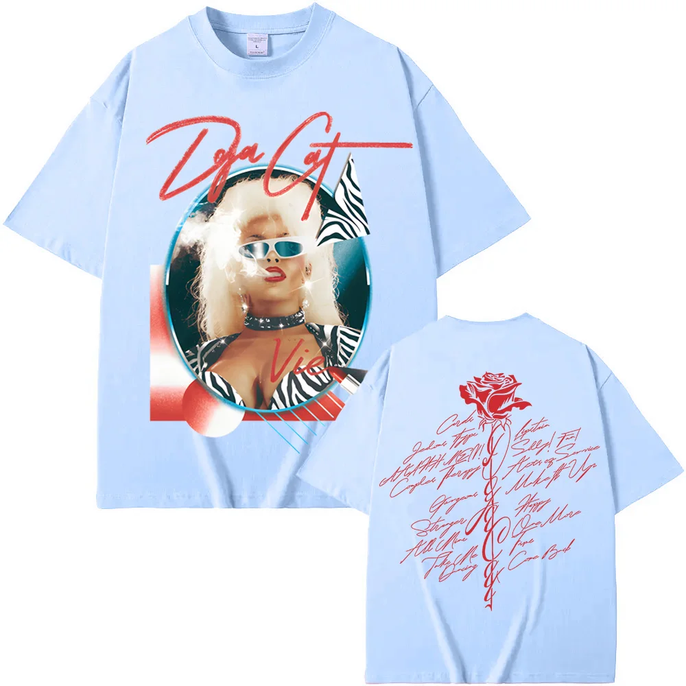 KOSZULKA DOJA CAT UNISEX-DLA DOROSŁYCH OFICJALNA LISTA SKŁADU ALBUMU DOJA CAT Koszulka Doja Cat Identyczna Oficjalnej Stronie Internetowej Wysokiej Jakości Koszulka Bawełniana Okrągły Dekolt