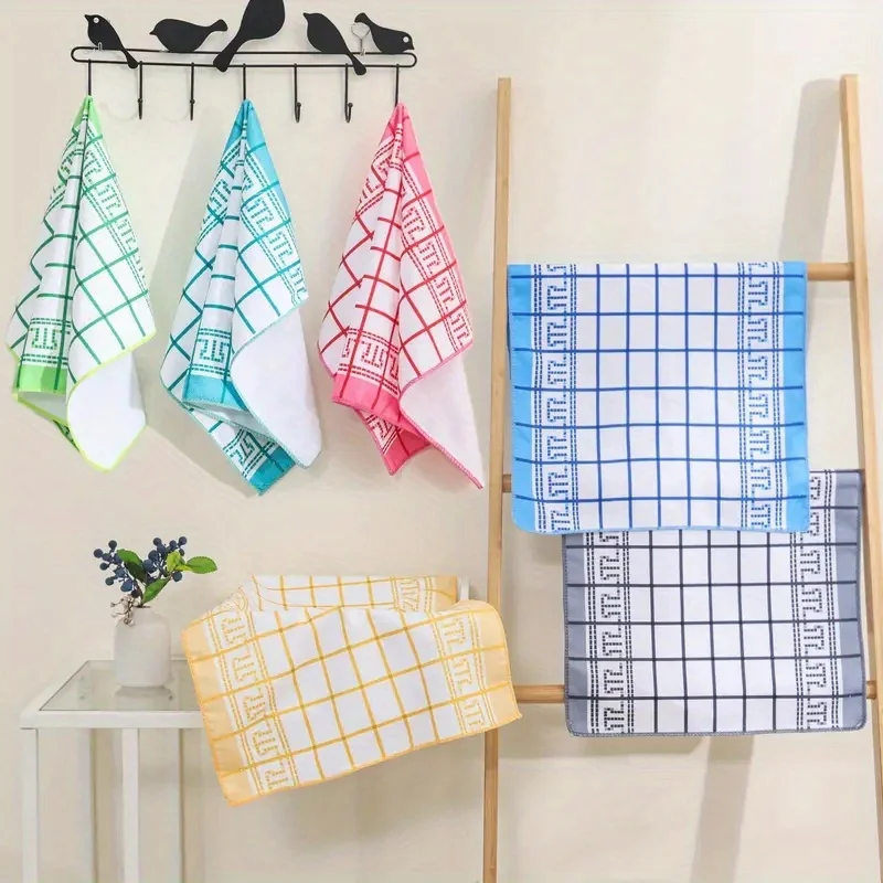 

3/6 шт. минималистичные кухонные полотенца — мягкие впитывающие чайные полотенца, красочный клетчатый принт, декоративная и чистящая салфетка для дома
