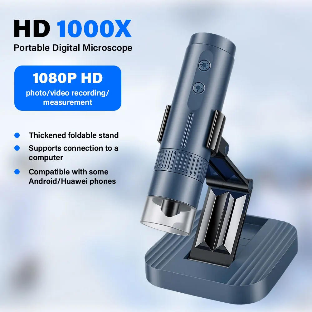 Inspection Camera Endoscope 1080P HD Microscope with Adjustable Stand with LED Lights 50x-1000x for Android Ios iPhone IPad
