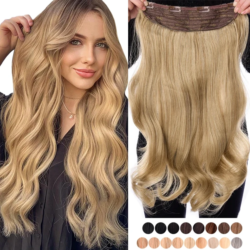 24 Zoll Clip-in Haarverlängerungen für Frauen Synthetisches Langes Natürliches Welliges Lockiges Haar in Einem Haarteil mit 4 Sicheren Clips