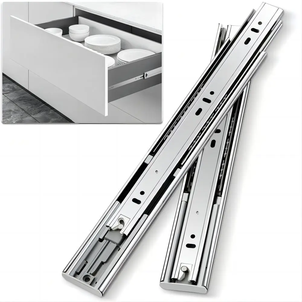 Soft Close Stainless Steel Full Extension Drawer Slides Side Mount 1 Pair Kitchen Cabinet Rails Dresser Buffer Glide Runners