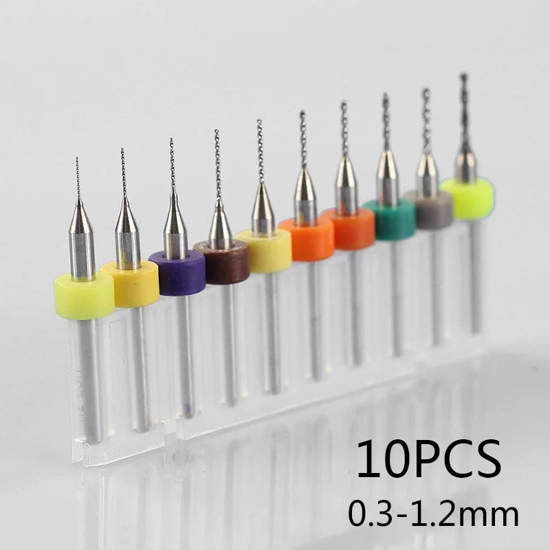 10 Pieces Set 0.3-1.2mm Tungsten Steels Drilling Bits PCB Print Circuit Board For Molds Plastic Boards Drill Bit