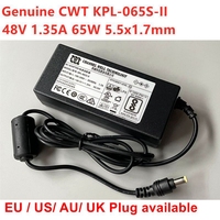 Genuine CWT 48V 1.35A 65W AC DC Adaptor KPL-065S-II VI For Hikvision Video Recorder NVR POE Power Supply Charger Adapter