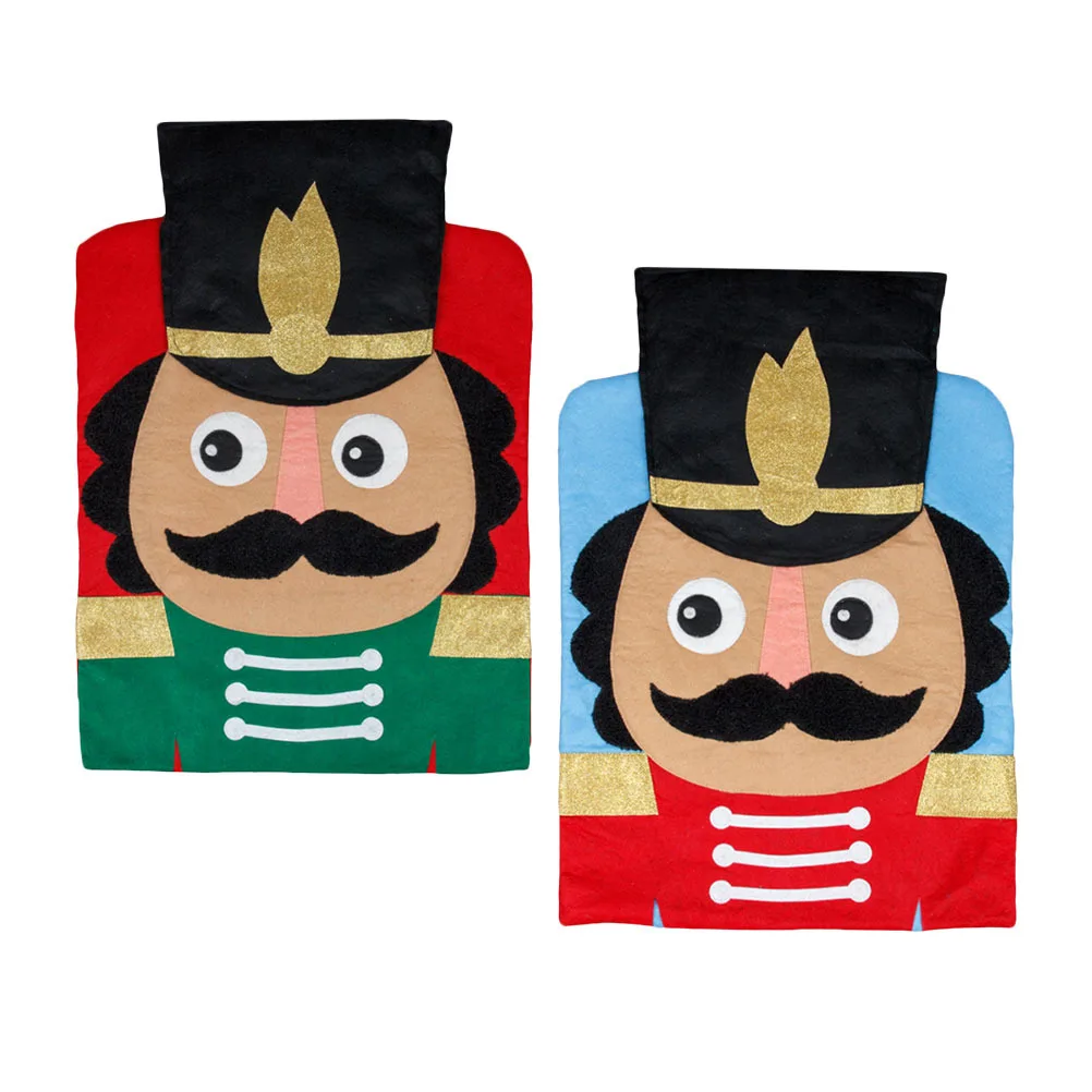

2 Pcs Seat Covers for Dining Chairs Nut Cracker Christmas Decor Slipcovers Nutcracker Xmas Back Decorations