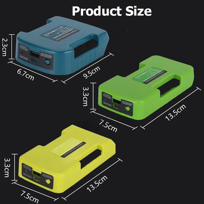 USB パワーバンク充電アダプタマキタ/リョービ/グリーンワークス 40V リチウムイオンバッテリー Type-C ポートバッテリー収納ラックホルダーケース