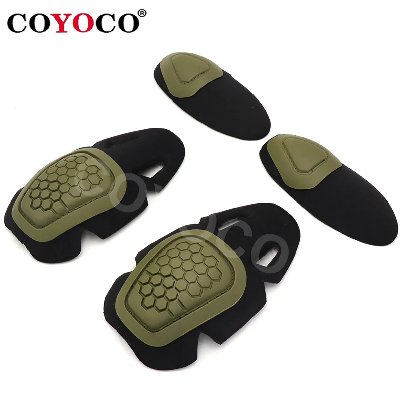 Green Tactical Paintball Dragon Armor g4 Frog Suit Knee Pads & Elbow Brace Airsoft Kneepads Interpolated Protector Set