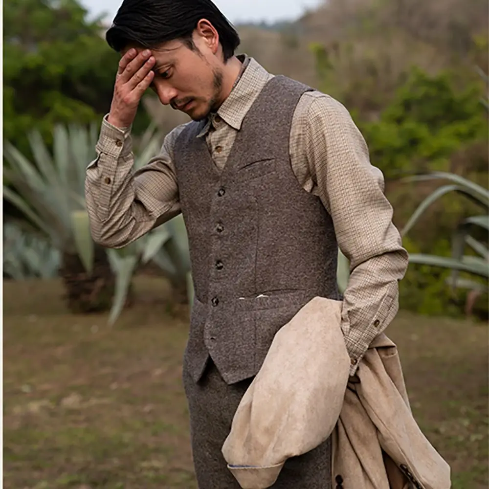Gilet rétro en laine à col en V pour hommes, glaçure trempée, gilet décontracté, formel, garçon d\'honneur, gentleman pour mariage, hiver, 2023