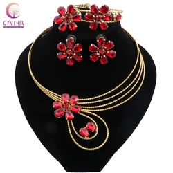 CYNTHIA Fashion Italian Gold Color Jewelry Set For Women Dubai Elegant Necklace Bracelet Earing Party Wedding Jewellery Sets