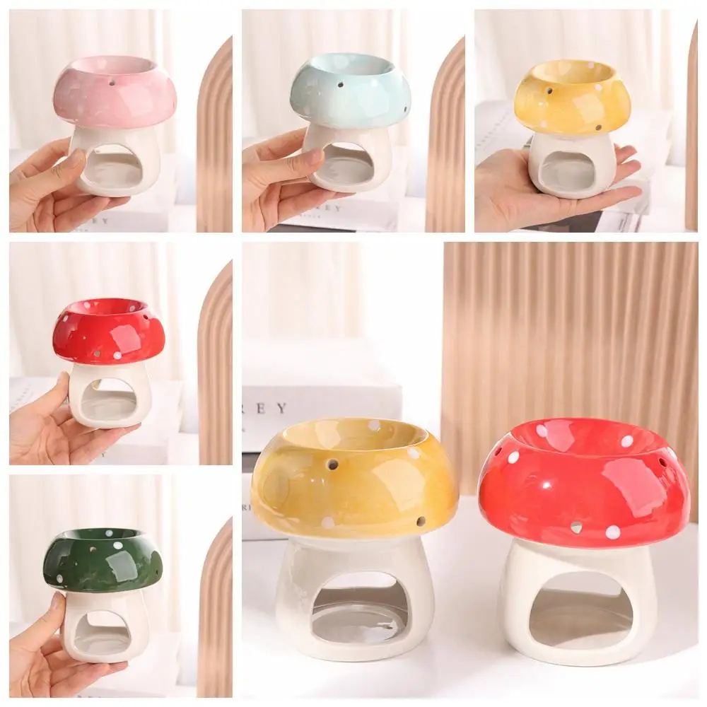 Cute Mushroom Candle Holder Cartoon Romantic Ceramic Aromatherapy Stove Non-toxic Creative Mushroom Incense Burner