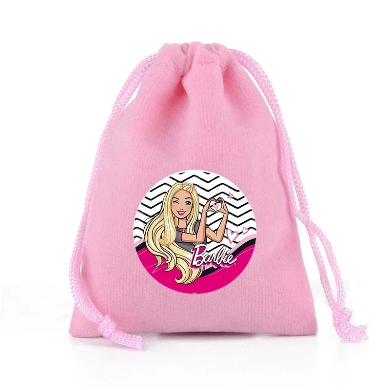 Barbied Trekkoord Zak Roze Pluche Zachte Opbergzakken Cadeau Zakje Cartoon Anime Film Kinder Mode Verjaardagsfeestje Gunst Schattige Tas