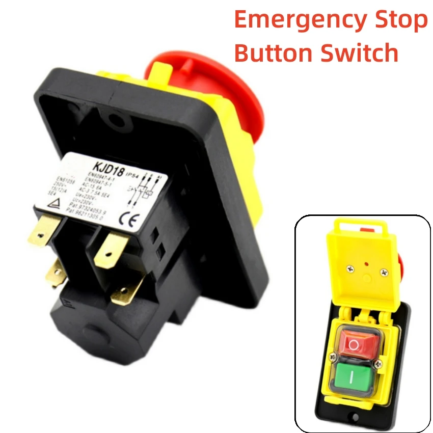 

5-Pin 230V/7-Pin 400V Emergency Stop Button Switch KJD18 Electromagnetic 230V Undervoltage Power-Off Protection Garden Tool