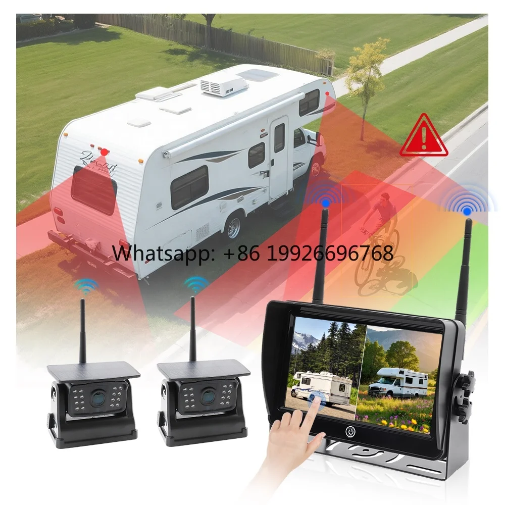 

1080P Digital Wireless Rear View Camera System 7 Inch Touch Monitor with Solar Magnetic Rechargeable Camera for Semi Truck Bus