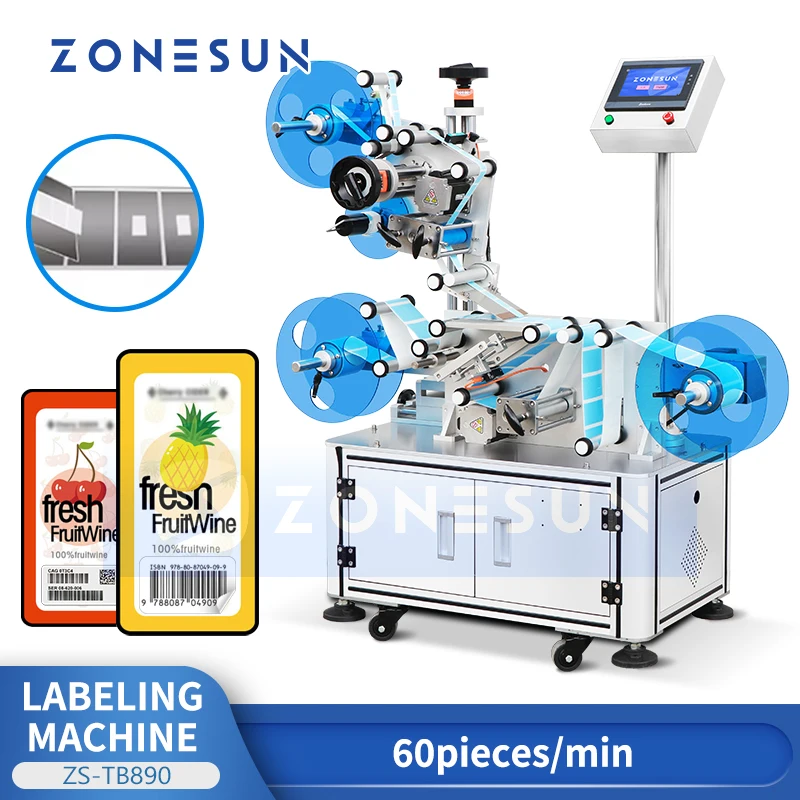 ZONESUN ZS-TB890 Automatic Reel-to-Reel Label Counter with Label Applicator and Rewinder Machine