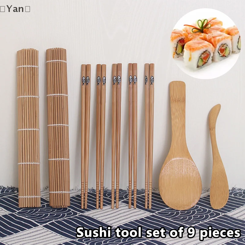 9Pcs/Set DIY Sushi Maker Rice Mold Kitchen Making Tool Kit Molds Cooking Tools Onigiri Mould Bento Home Accessories Gadgets