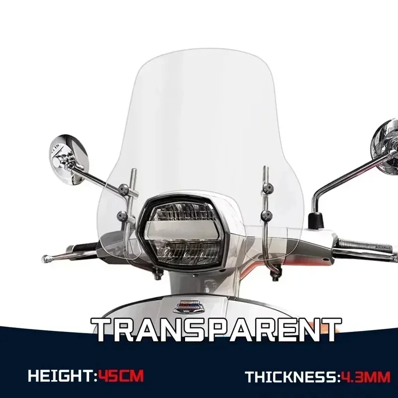 For LAMBRETTA V200 V125 V50 Motorcycle Front Windshield Heighten Widened Wind Deflector For Lambretta Windscreen Accessorie