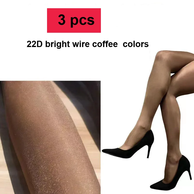 3 pairs Sexy Women Pantyhose Tights Oil Shiny Lingerie Elastic Hot Ultrathin Nylon Bling Stockings Plus Size Lingerie Female Glo