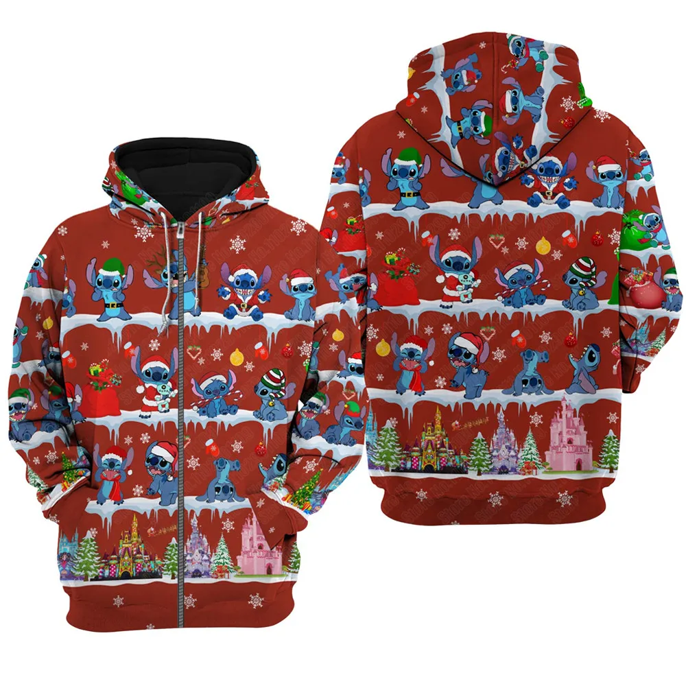 Lilo & Sti /Goofy/Mickey Mouse Christmas cartoon men women 3D Print High quality Fleece Zipper/ Hoodies Pullover Tops