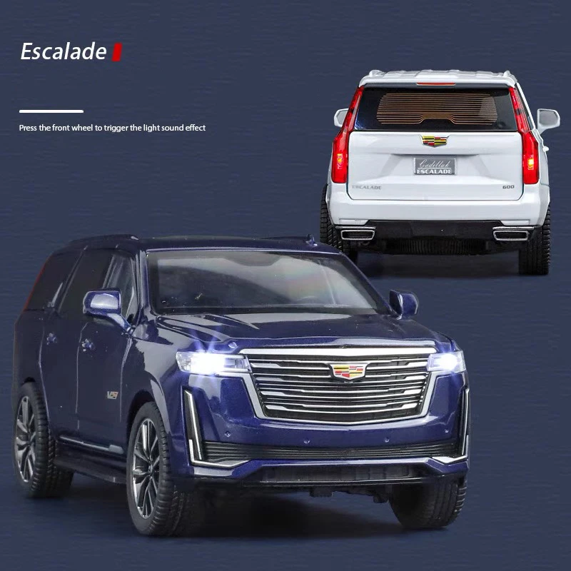 1:24 Cadillac Escalade Simulated SUV Alloy Miniature Scale Car Model Diecast Metal Sound＆Light Collection Children Toy Vehicle