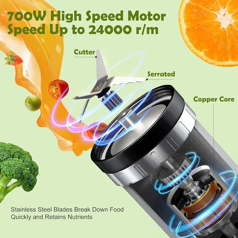 700W Blender Food Processor Combo Smoothie Maker Chopper Grinder Portable Kitchen Appliance Easy Clean Personal Blender