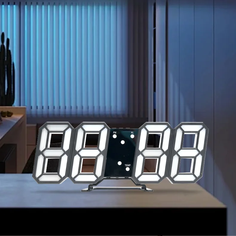 Reloj despertador Digital estereoscópico 3D electrónico, pantalla de alta definición, luz LED nocturna, estilo minimalista, creativo y moderno para el hogar