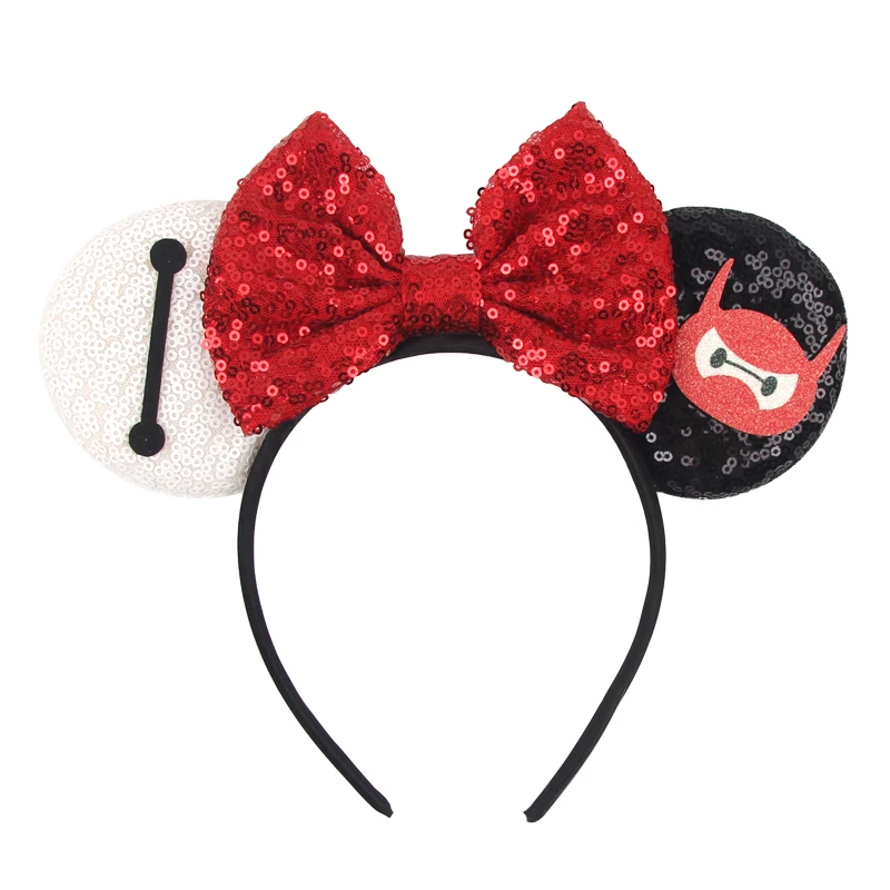 جديد ديزني تصاميم Baymax آذان عقال شخصية ميكي ماوس كبير الترتر القوس هيرباند مهرجان الحفلات تأثيري إكسسوارات الشعر