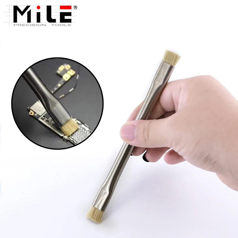 MILE Double Head Brush ESD Safe Brush Anti-Static Brush Repair Electronics Tool Kit BGA PCB Repair Cleaning Brush