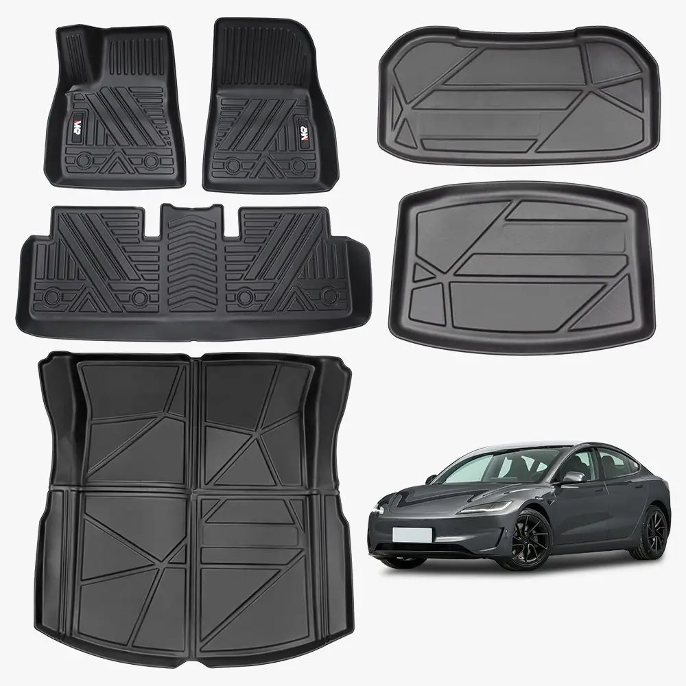 All-Weather TPE Floor Mats for Tesla Model Y 2021-2022 - Waterproof, Anti-Slip, Full Coverage Car Floor Liners 6 PCS set