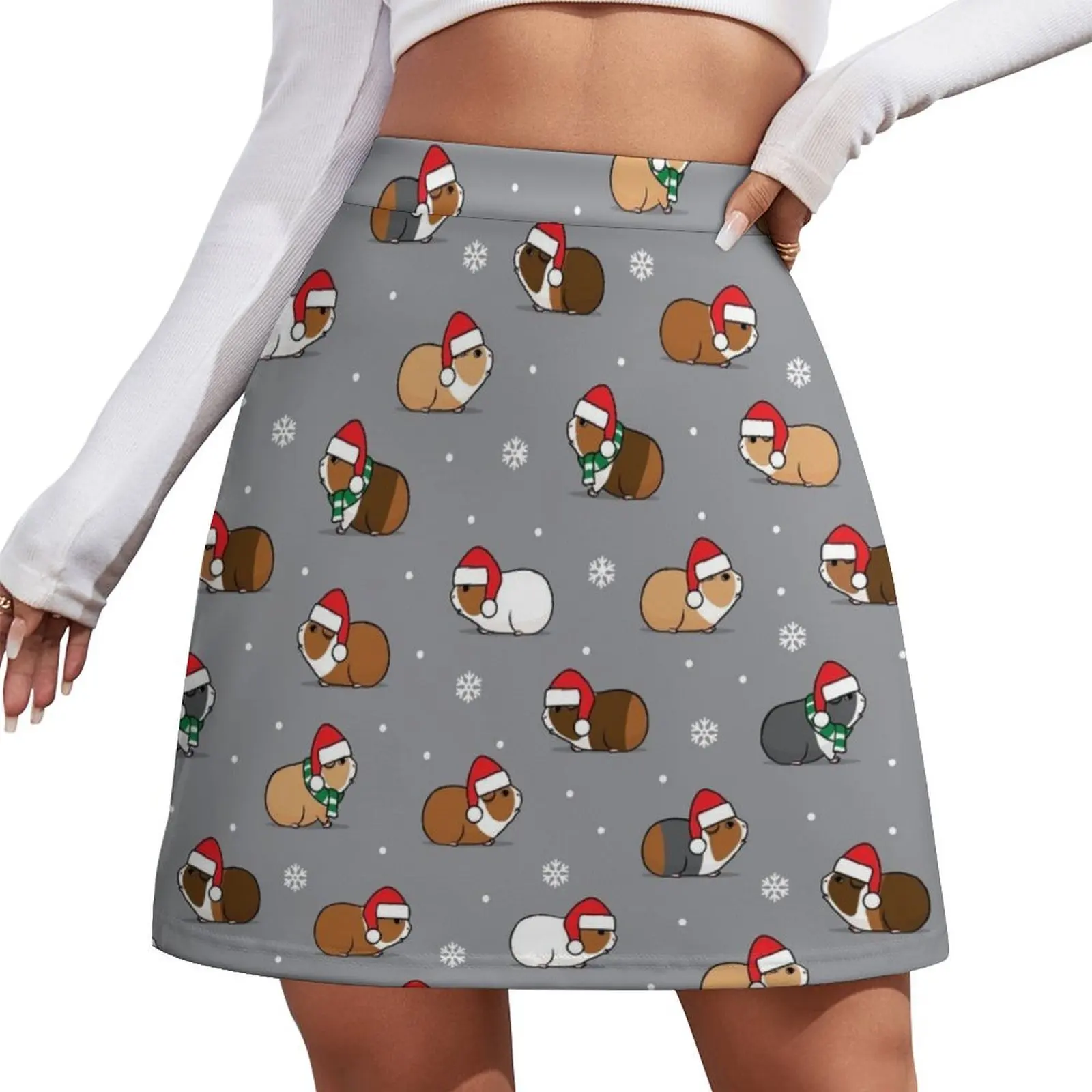 Christmas Guinea pigs - grey Mini Skirt skirts for woman 90s aesthetic