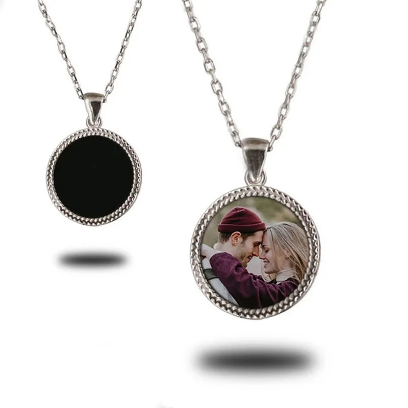 DHQH Customized Photo Necklace Hidden Personalized Picture Hot Activation Magic Circular Necklace Christmas Commemorative Gift