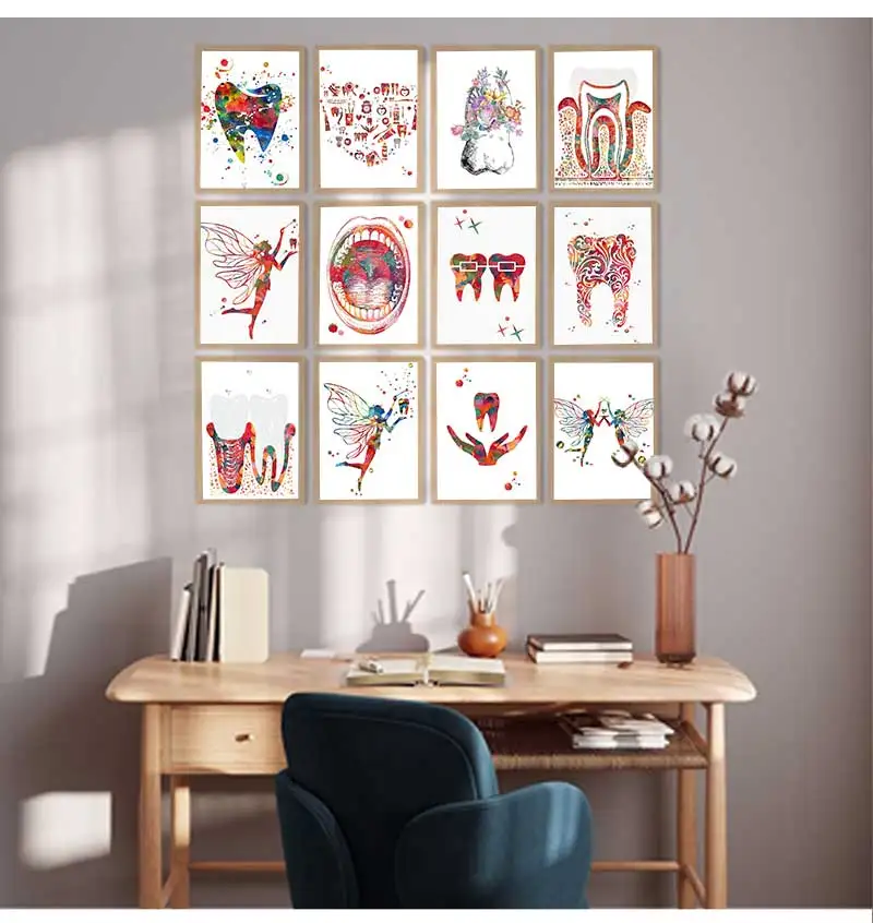 Anatomy Human Teeth Art Posters Teeth Row Teeth Illustration Medical Dental Canvas Painting Wall Prints Pictures Room Home Decor