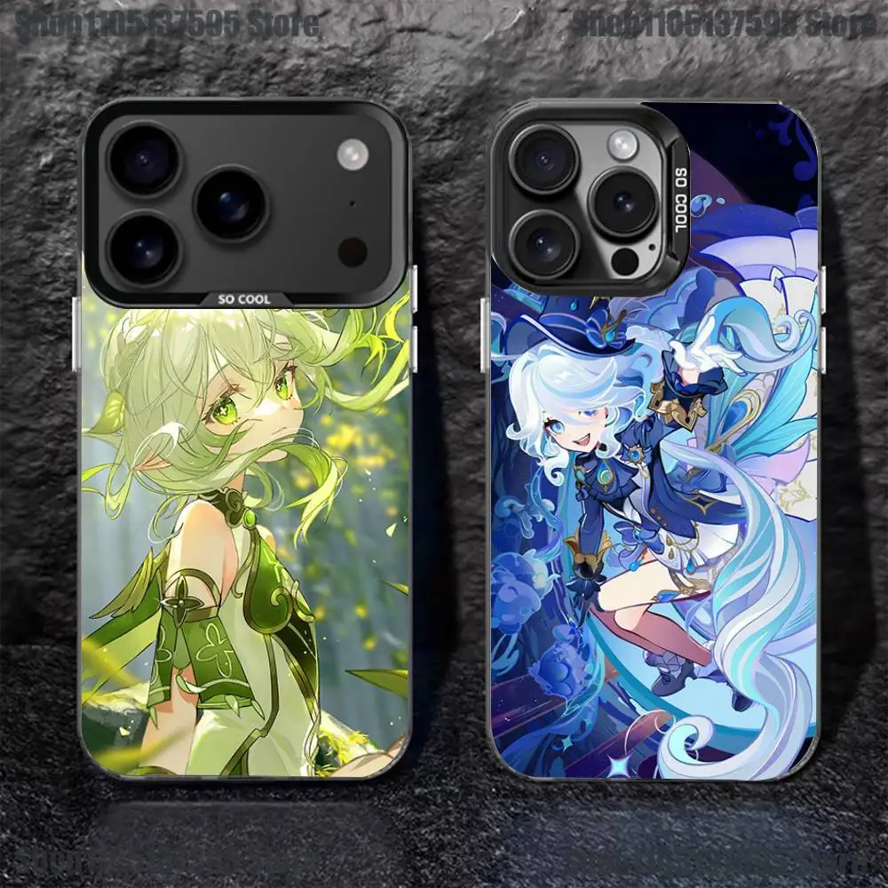 

Anime G-Genshin Impact Phone Case For iPhone 17,16,15,14,13,12,11,Pro,XS,Max,Plus,Mini,SE4,E Black Matte Shockproof Cover