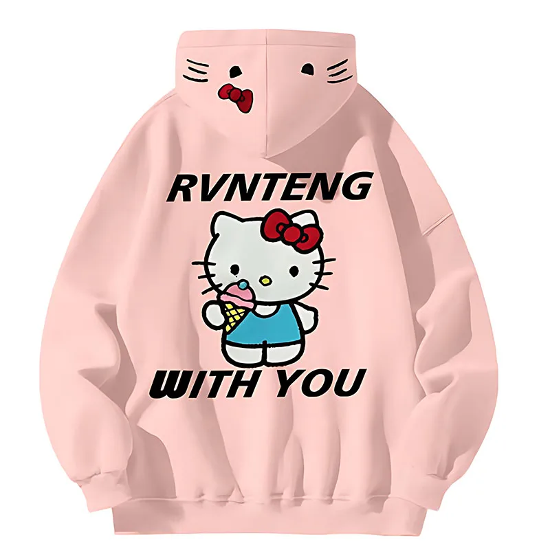 

Disney Hello Kitty Women Hooded Pullover Hoodie Lovely Character Inspired Style Warm Material Trendy Prints Perfect For Spring
