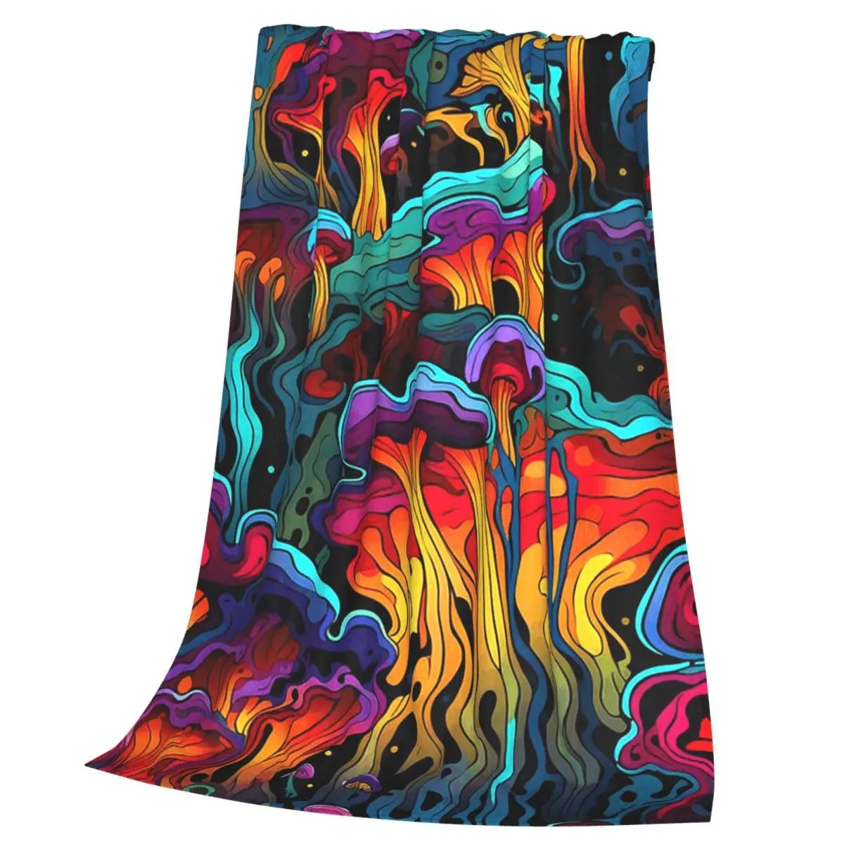 Acid Trippy Weird Psychedelic Wavy Mushroom Blanket Flannel Throw Blanket Bedding for Bed Living room Picnic Travel Home Couch