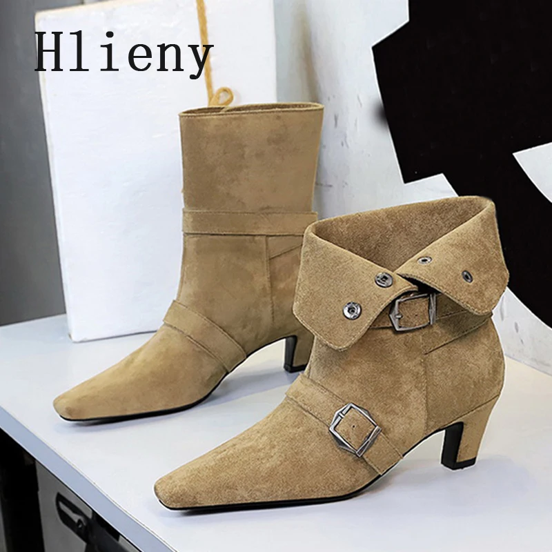 

Hlieny 2026 Autumn Winter New Fashion Ankle Boots Women Elegant Low Heel Dress Ladies Party Pumps Shoes Female Short Boots