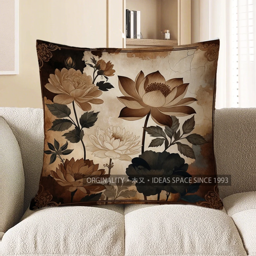 2D Floral Patterned Throw Pillow Covers For Decor Pattern Cushion Cover Suitable For Sofa Bedroom Car Pillow Cover