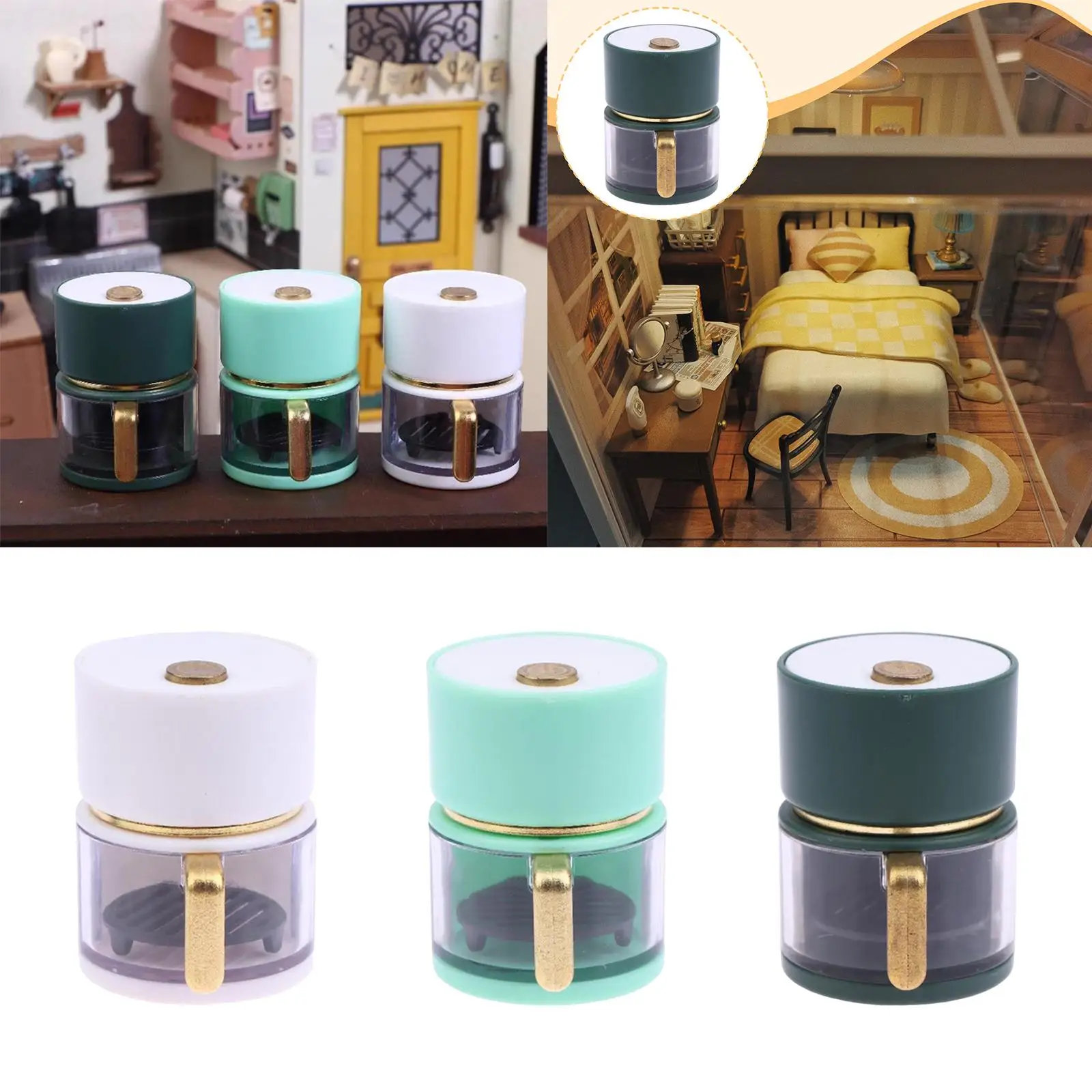 1:12 دمية تضيء مقلاة الهواء المهنية غرامة صنعة محاكاة دمية ديكور المشهد ديكور هدية عيد ميلاد حلية #2