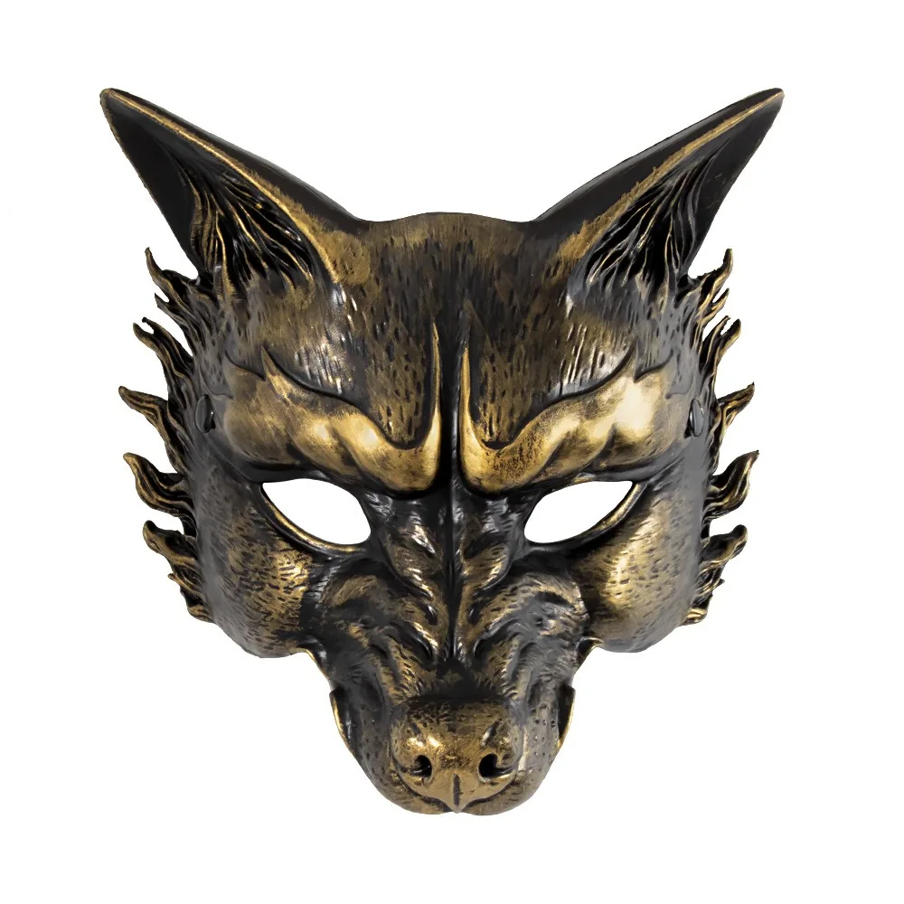 

Punk Wolf Halloween Mask Half Face Foam Masquerade Mask Dress Up Props Animal Cosplay Mask Nightclub