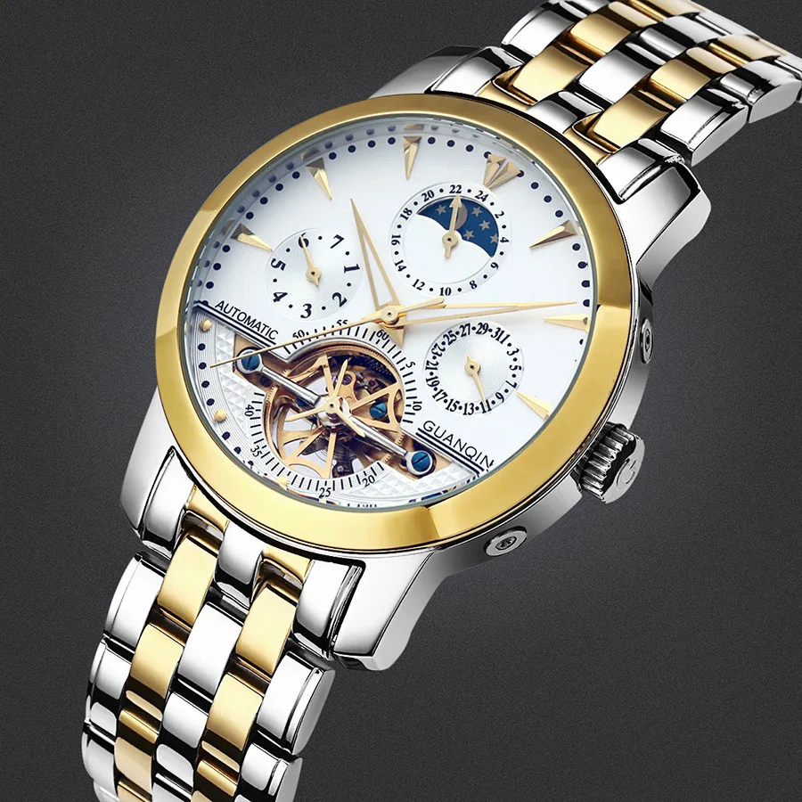 

Guanqin New Multi-Functional Men's Automatic Mechanical Watch Flywheel Waterproof Luminous