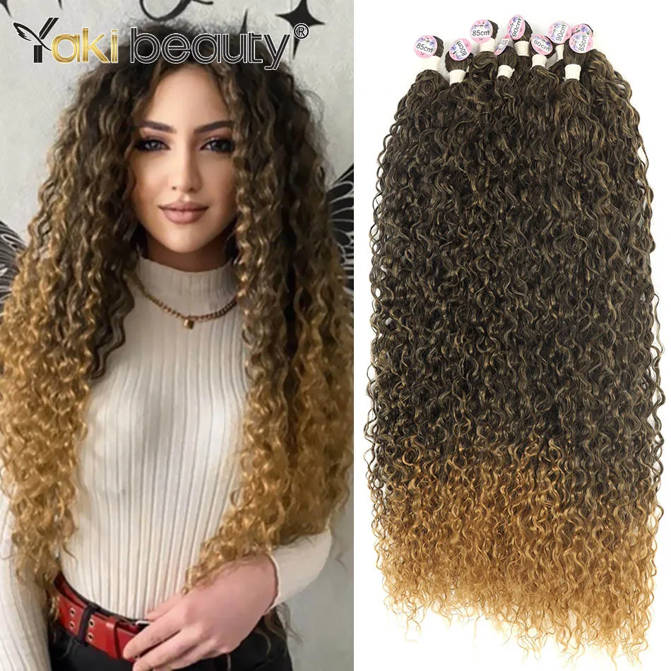 Synthetic Kinky Curly Hair Bundles 36inch Water Wave Hair Weave Anjo Plus Organic Ice Silk Hair Extensions High Quality Weaving