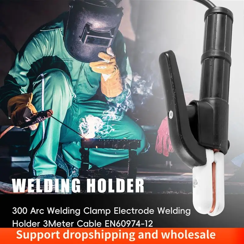 AA86 High Quality 300 Arc Welding Clamp Electrode Welding Holder 3Meter Cable EN60974-12